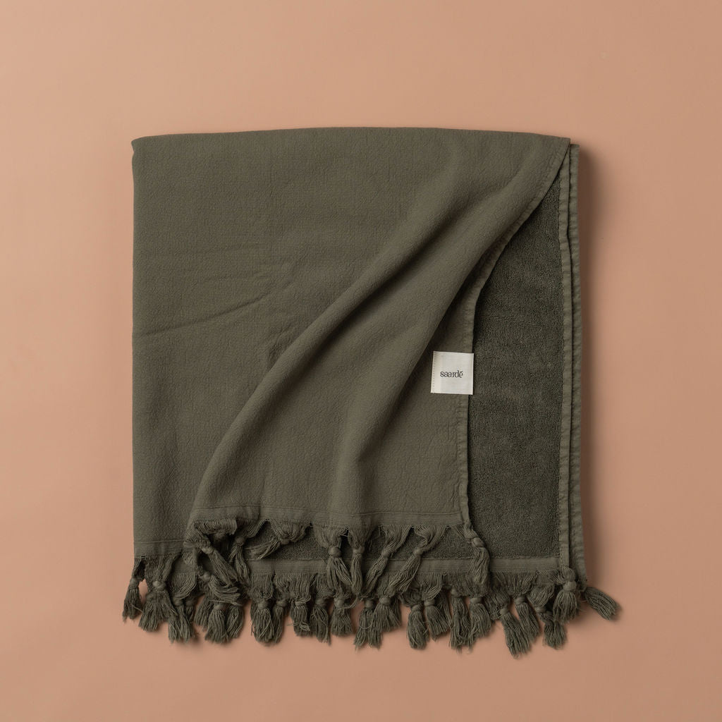 Vintage Wash Bath Sheet Bundle - Soft & Absorbent Olive Green Towel Set for Spa, Bathroom & Beach | Eco-Friendly & Luxurious