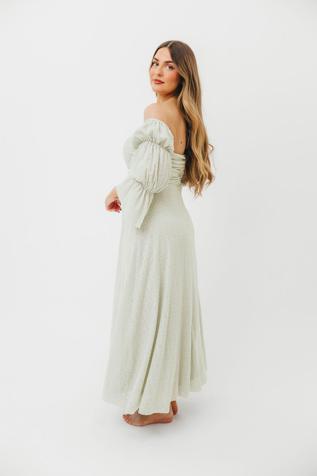 Corrine Tiered Sleeve Maxi Dress with Pockets - Bump Friendly Maternity Dress in Mint Green, Inclusive Sizing (S-3XL) | Perfect for Pregnancy, Beach Vacations & Summer Weddings