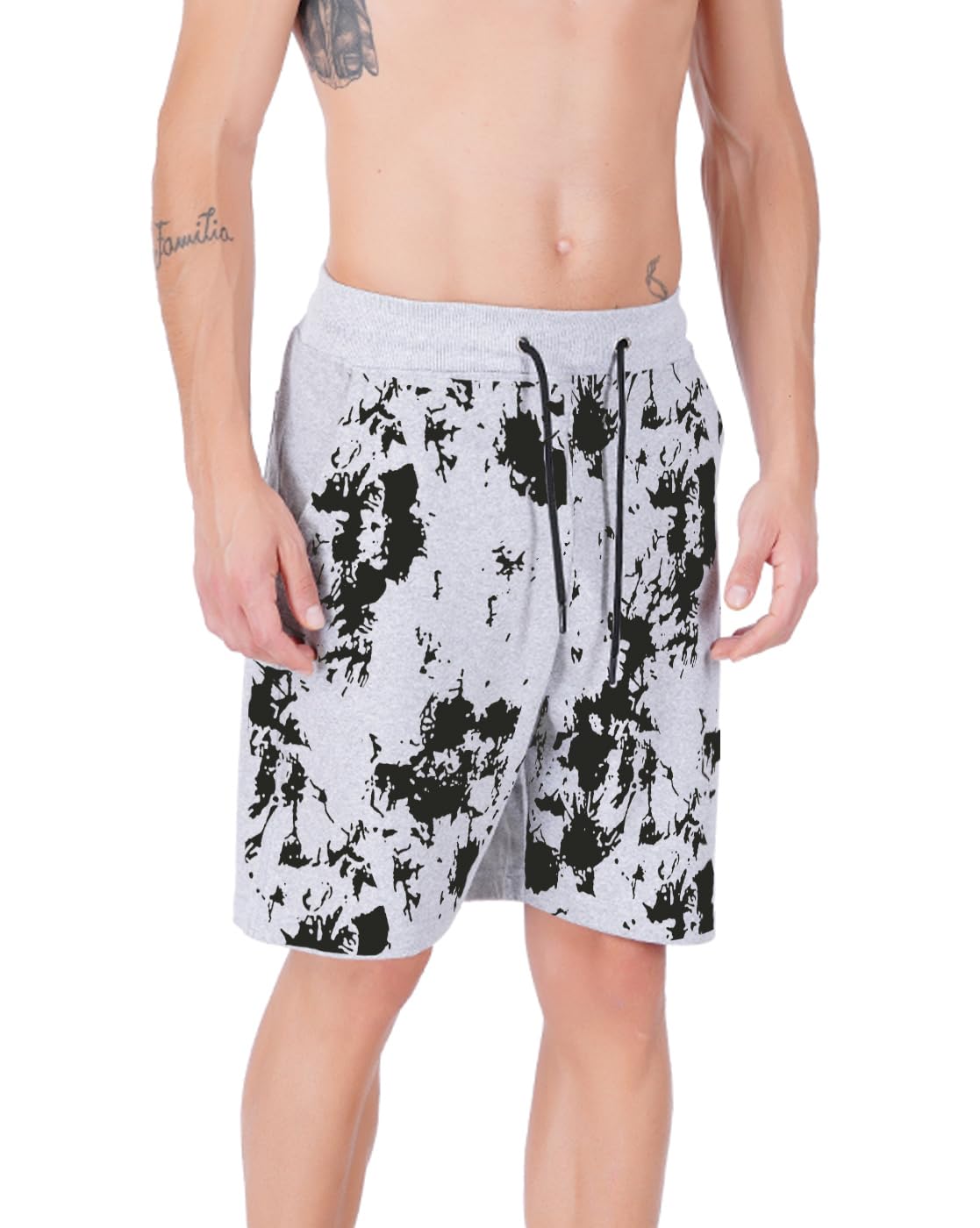 Hotfits Men's Casual Printed Cotton Elastic Waist Shorts - Breathable Workout Running Shorts with Pockets for Gym, Jogging & Summer Outdoor Activities