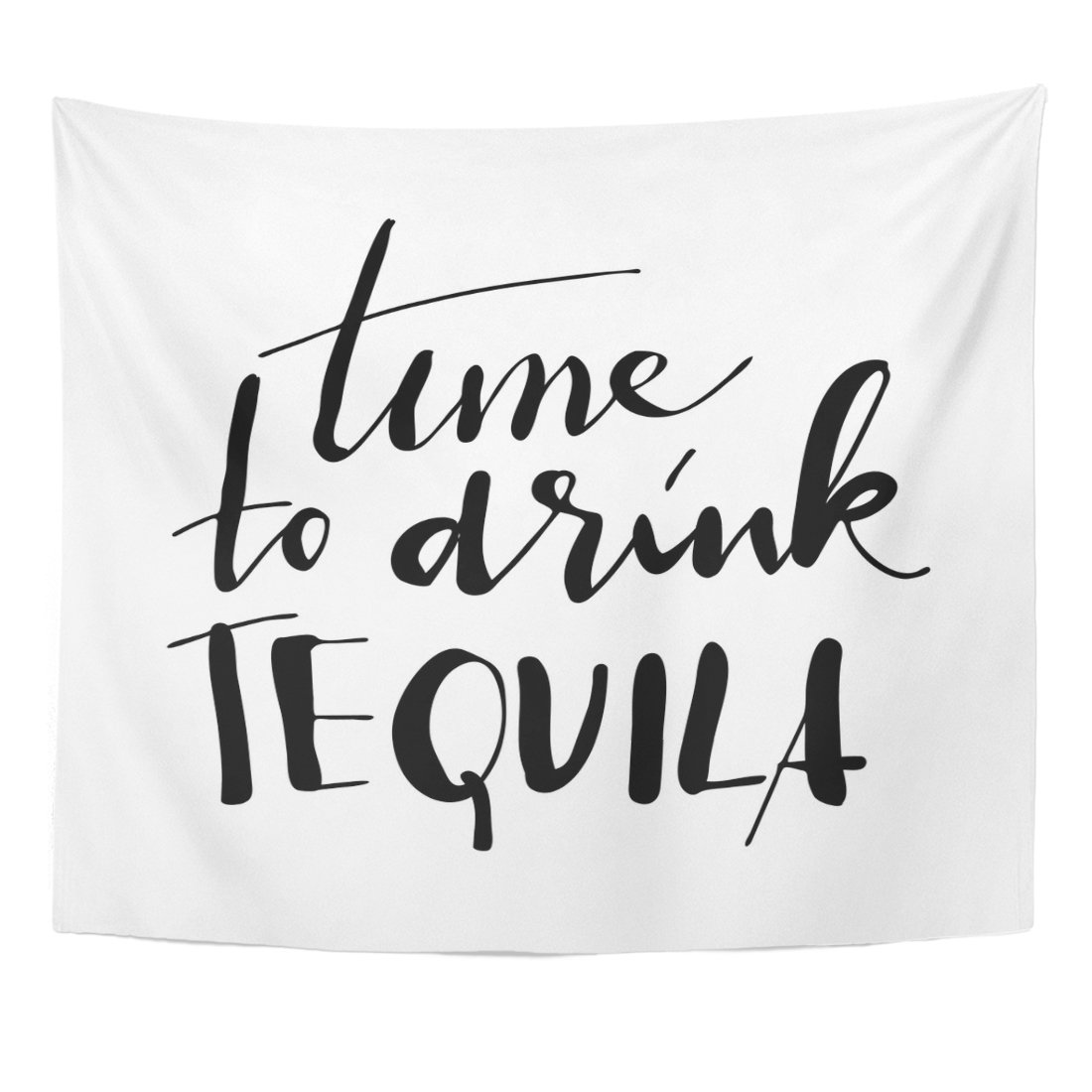 Emvency Time to Drink Tequila Hand Lettering Tapestry - 50x60 Inch Bohemian Wall Hanging Decor for Living Room, Bedroom & Dorm | Perfect for Parties, Mexican Theme Decor & College Room Aesthetics