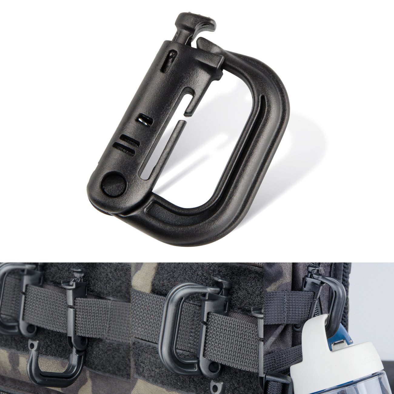 DYZD Tactical ABS Plastic Molle D-Ring Buckle - 4PCS Spring Snap Keychain Clip Hook with Screw Lock for Outdoor Gear, Backpacks & Keychains - Perfect for Hiking, Camping & Everyday Carry (EDC)