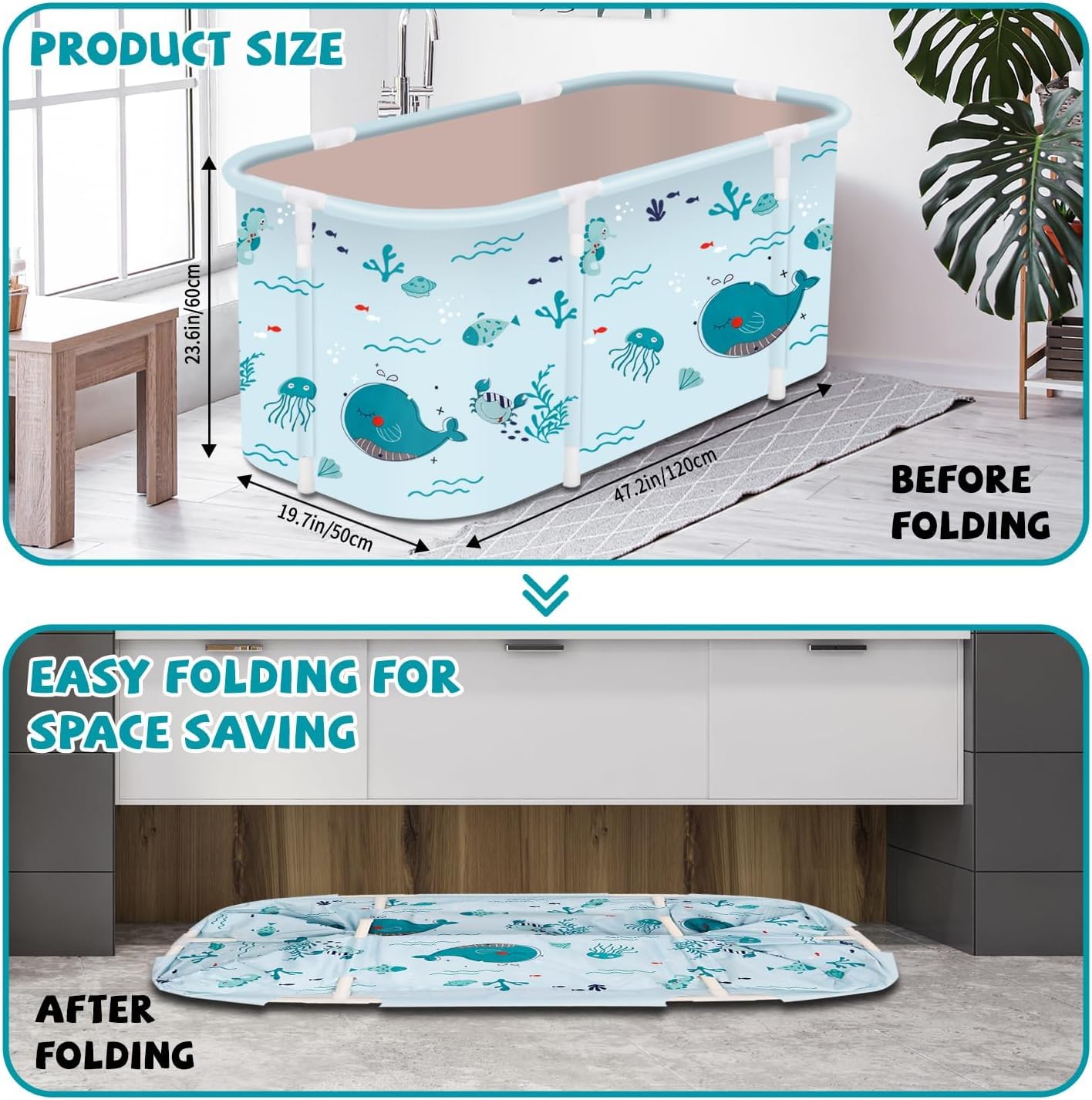 Luteti Portable Foldable Bathtub for Adults - Lightweight Spa Tub with Insulated Temperature Retention for Hot & Cold Therapy - Perfect for Home Relaxation, Muscle Recovery, and Small Spaces - Great for Stress Relief, Meditation, Yoga, Hydrotherapy & Apartment Bathing - Ideal Gift for Spa Lovers - Use in Apartments, Small Bathrooms, Home Spas & Post-Workout Recovery