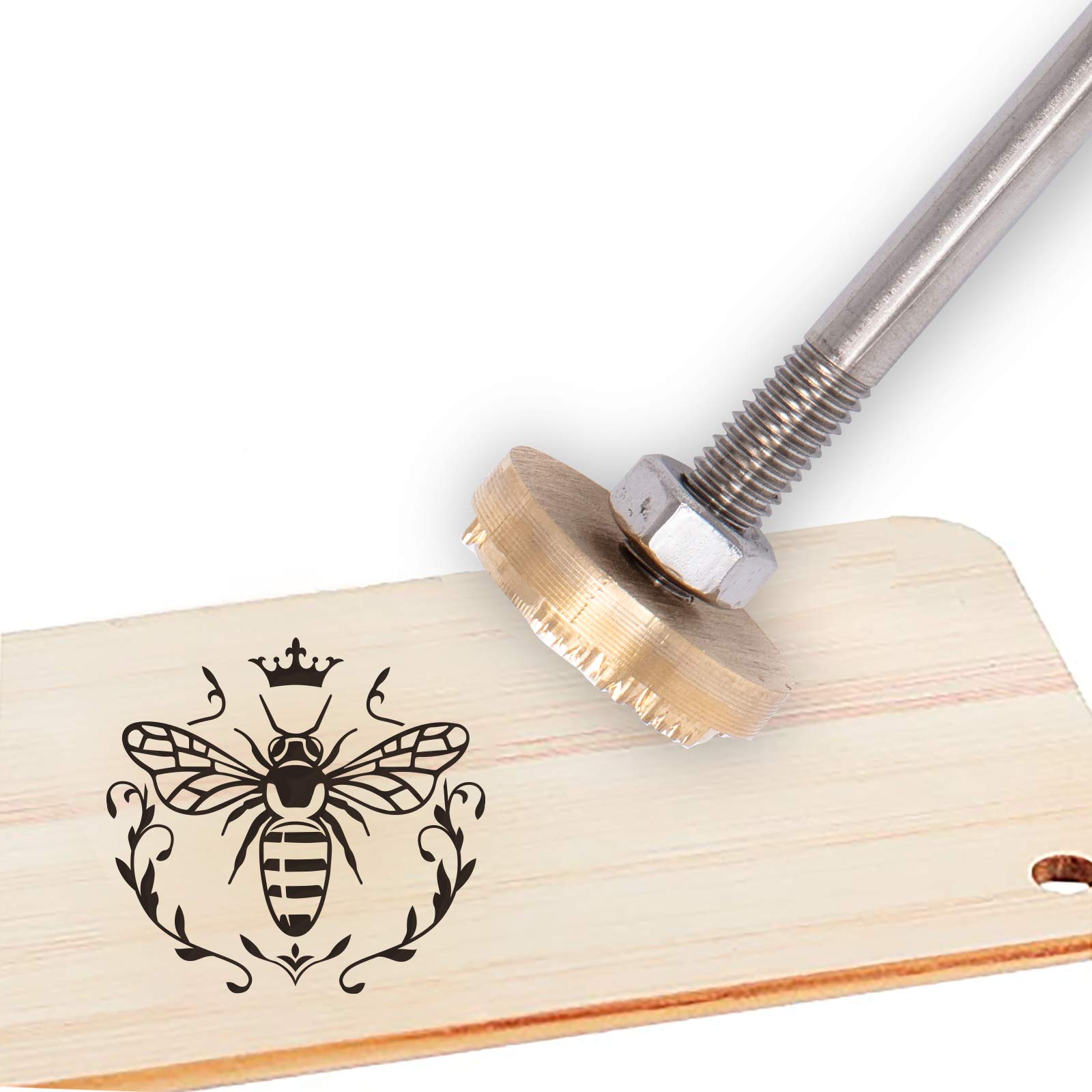SUPERFINDINGS Bees Pattern Brass Branding Iron Stamp - 30mm Round Leather Wood Burning Tool with Long Handle for DIY Crafts, Leatherworking, Wood Burning & Baking Projects | Perfect for Customizing Leather Goods, Wood Signs & Homemade Cookies