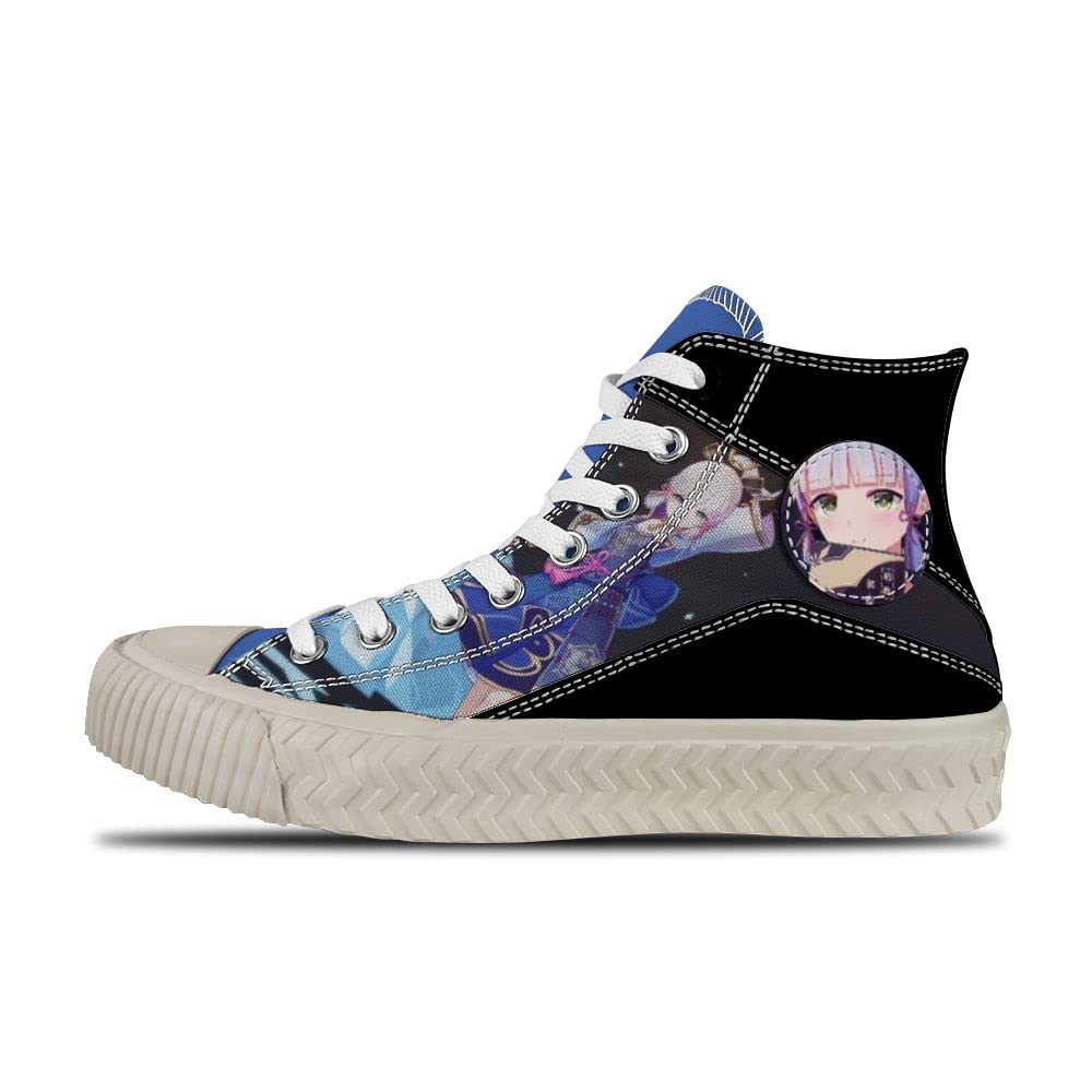 Genshin Impact Kamisato Ayaka & Raiden Shogun Anime Sneakers - Custom High Top Shoes for Men & Women | Non-Slip Tire Sole | Lace-Up Casual Shoes for Cosplay, Gaming Conventions & Anime Enthusiasts