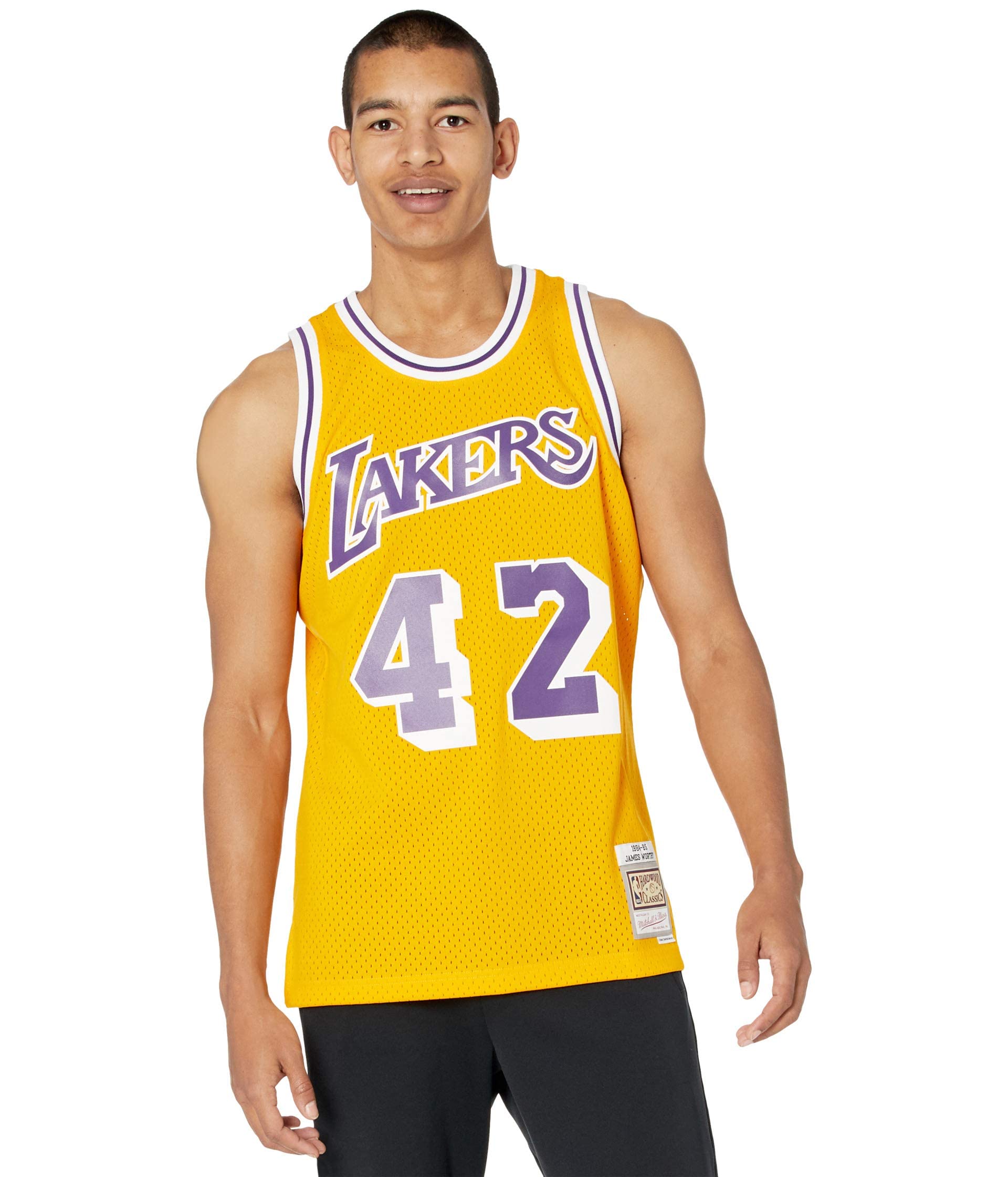 Mitchell & Ness NBA Swingman Jersey - Los Angeles Lakers 1984-85 James Worthy Light Gold - Authentic Basketball Jersey for Men - Game Day & Streetwear Fashion
