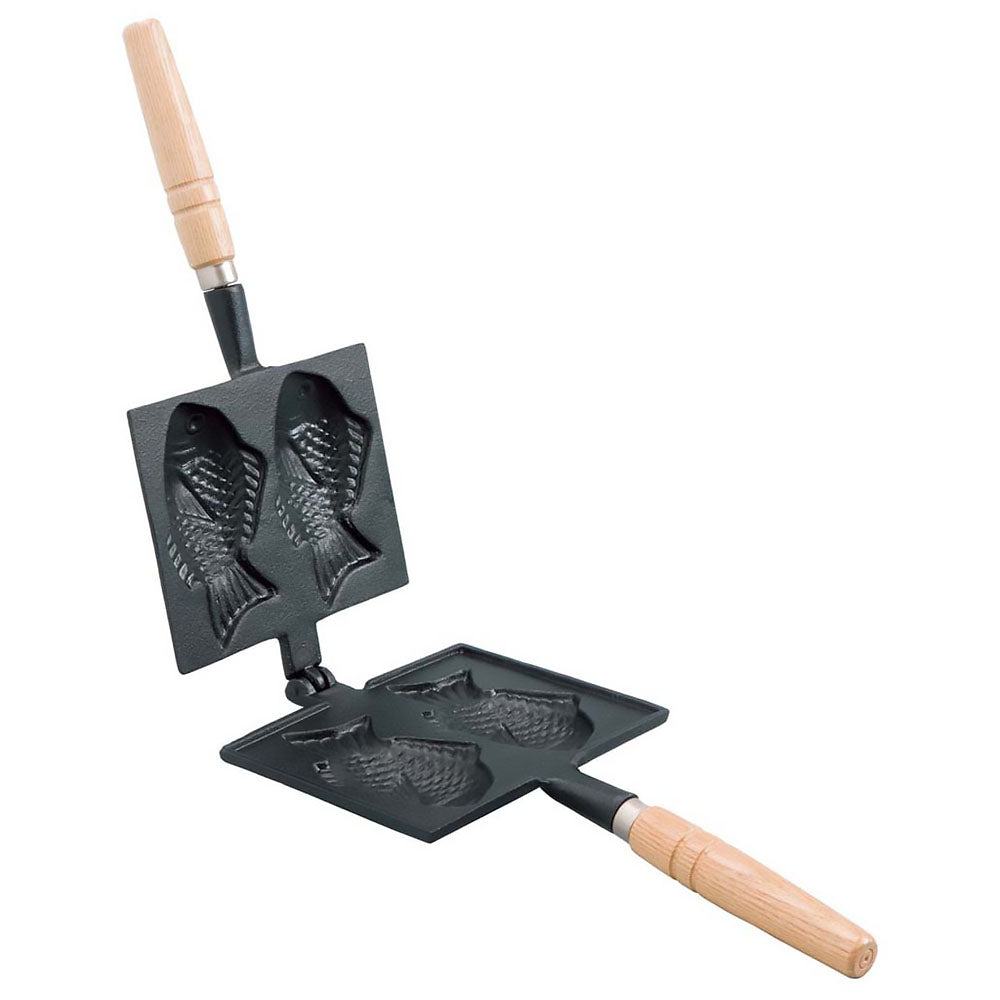 **Ikenaga Cast Iron Taiyaki Pan - Japanese Fish-Shaped Waffle Maker for Homemade Desserts, Snacks & Street Food Style Cooking**
