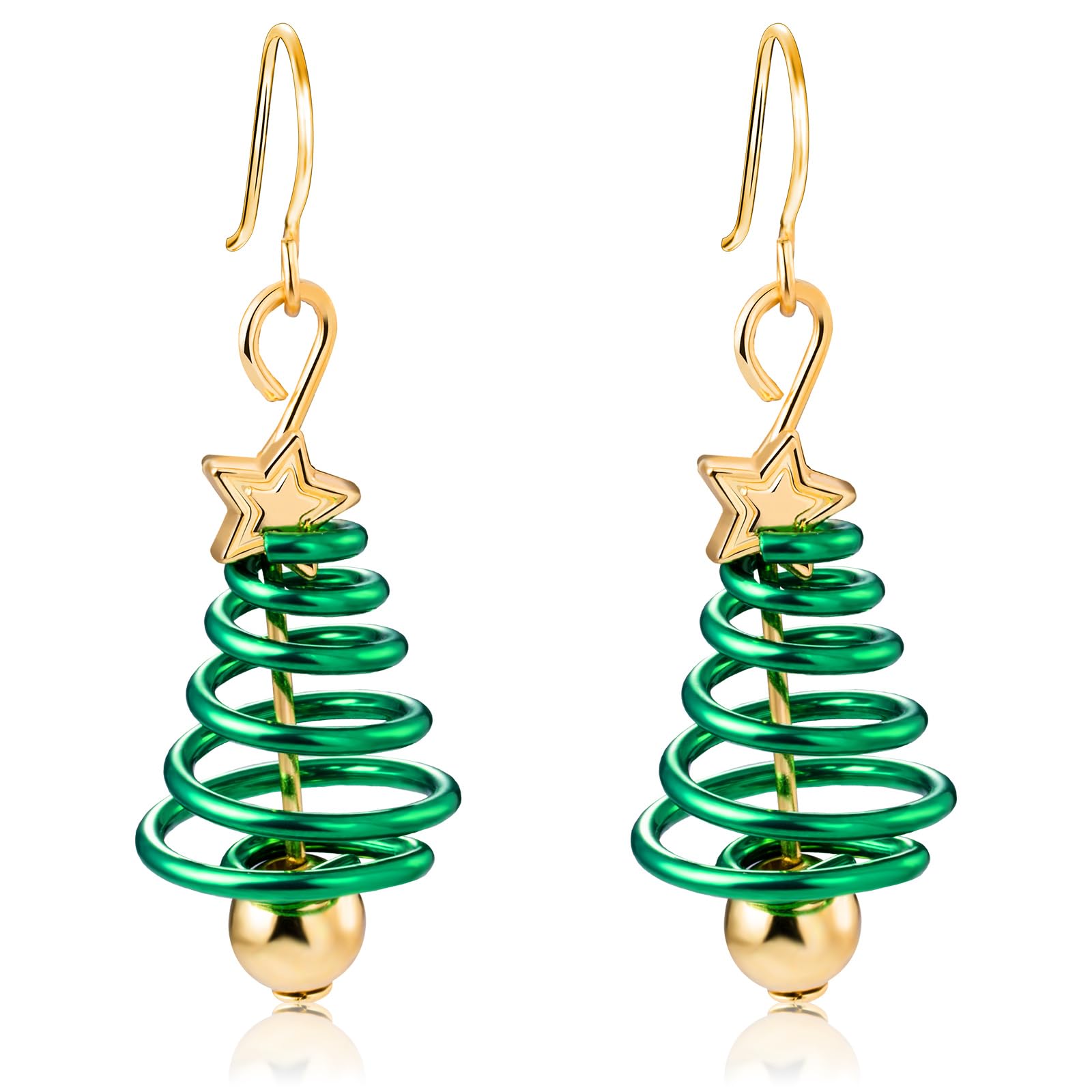 LAXPICOL Christmas Tree Drop Earrings for Women - Gold Star & Bell Dangle Earrings - Perfect Holiday Gift for Birthday, Christmas, Party & Festive Occasions