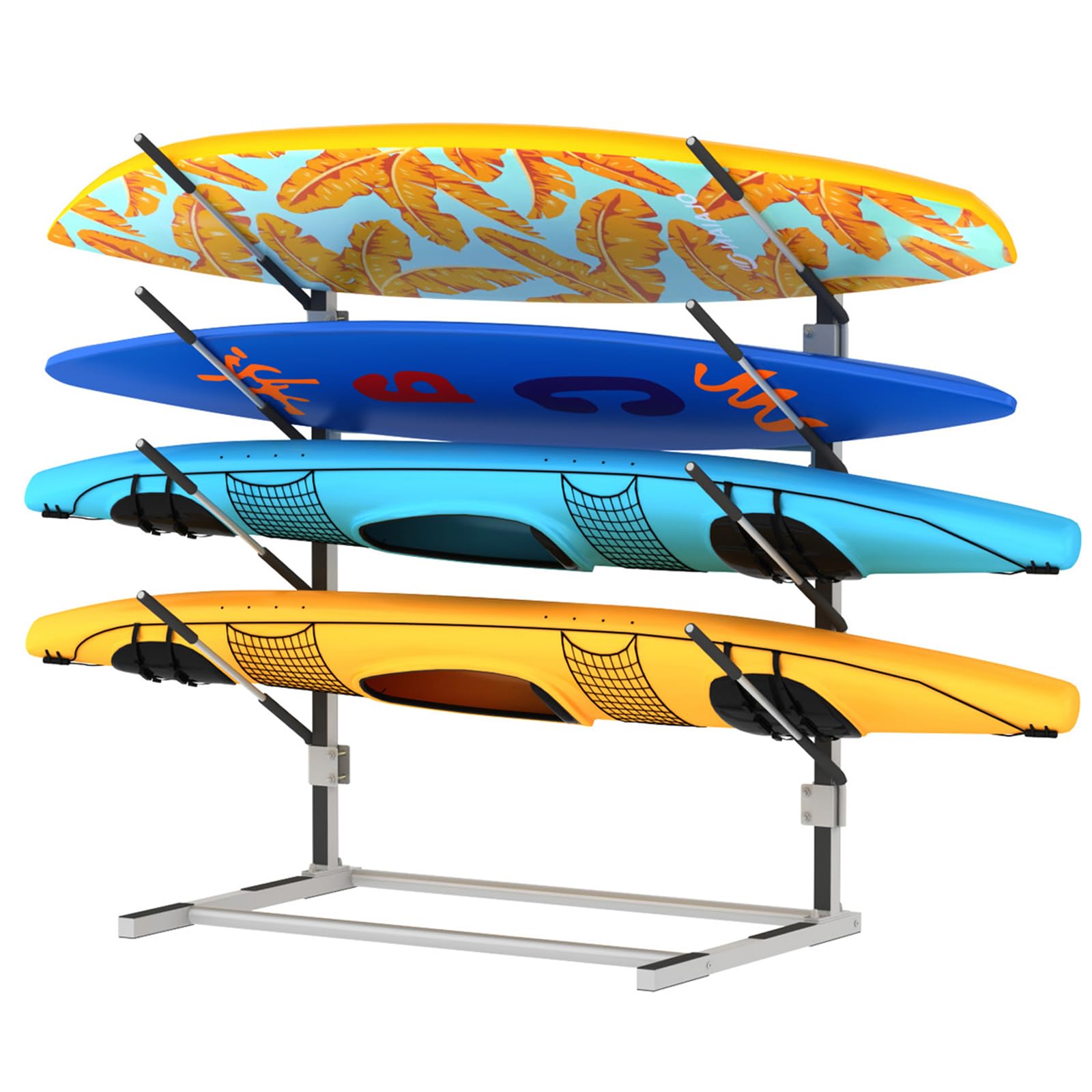 **Adjustable Kayak and Paddle Board Storage Rack - Freestanding Stand for Indoor, Outdoor, Garage, Shed & Dock - Perfect for Kayak, Surfboard, and SUP Storage**    *(Use Case: Ideal for organizing and protecting your kayaks, paddle boards, and surfboards in garages, sheds, docks, or outdoor spaces.)*