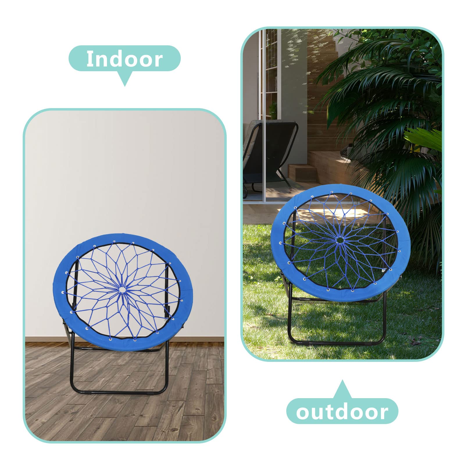 Ultimate Comfort Bungee Chair - Foldable Bouncy Web Chair for Indoor/Outdoor Relaxation - Versatile Spider Trampoline Chair for Bedroom, Patio, Camping & Dorm Room - Fun Circle Design for Kids & Adults