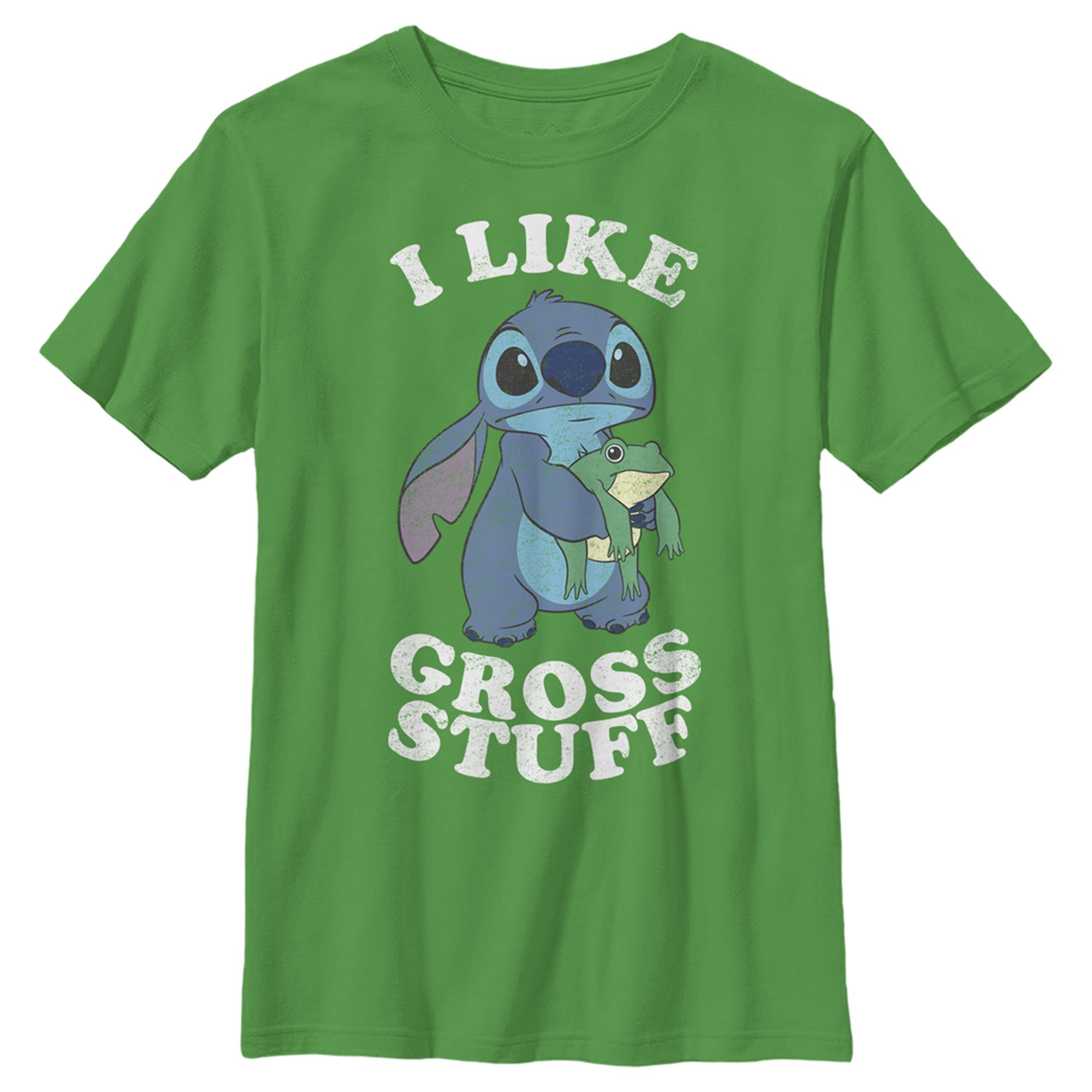 Boys Lilo & Stitch 'I Like Gross Stuff Like Frogs' Graphic T-Shirt | Disney Cartoon Character Tee for Kids | Perfect for Birthday Gifts & Casual Wear