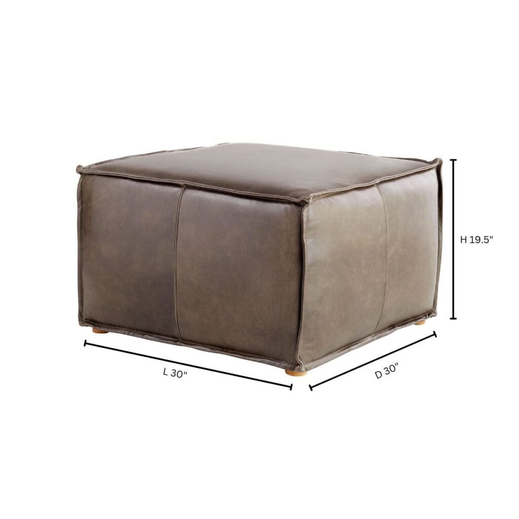 Cyan Design 11449 Lusso Square Pouf Ottoman in Grey - Modern Home Decor for Living Room, Bedroom & Office