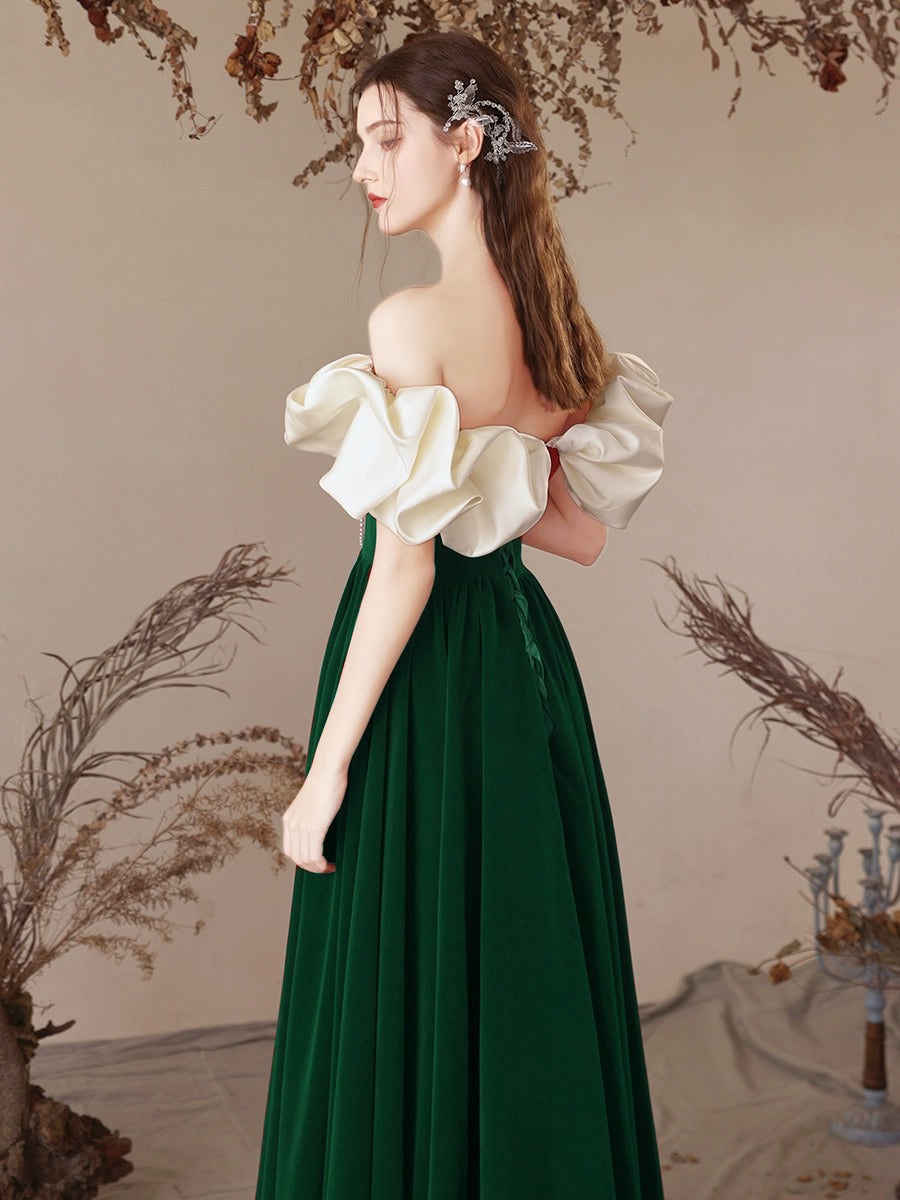 Elegant A-Line Sweetheart Neck Velvet Green Long Prom Dress for Women | Formal Evening Gown for Homecoming, Ball, Wedding Guest | Perfect for Special Occasions & Parties
