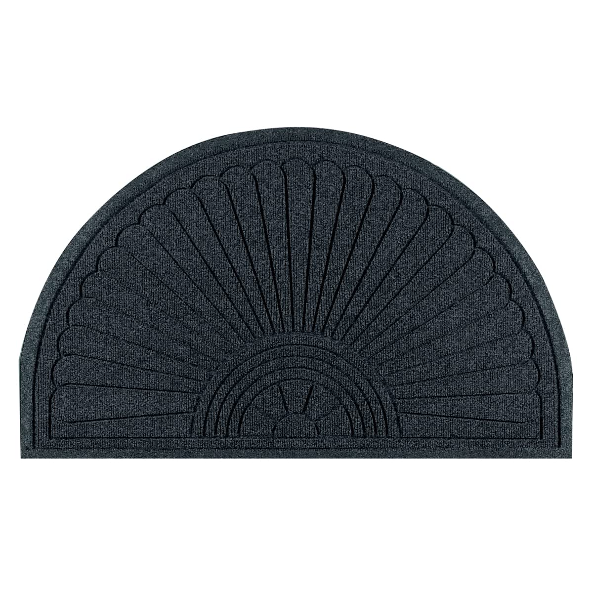 Premium M+A Matting 272 Waterhog Grand Classic Half Oval Doormat - Indoor/Outdoor Polypropylene Fiber with Non-Slip SBR Rubber Backing - 3.3' x 6' Size, 3/8