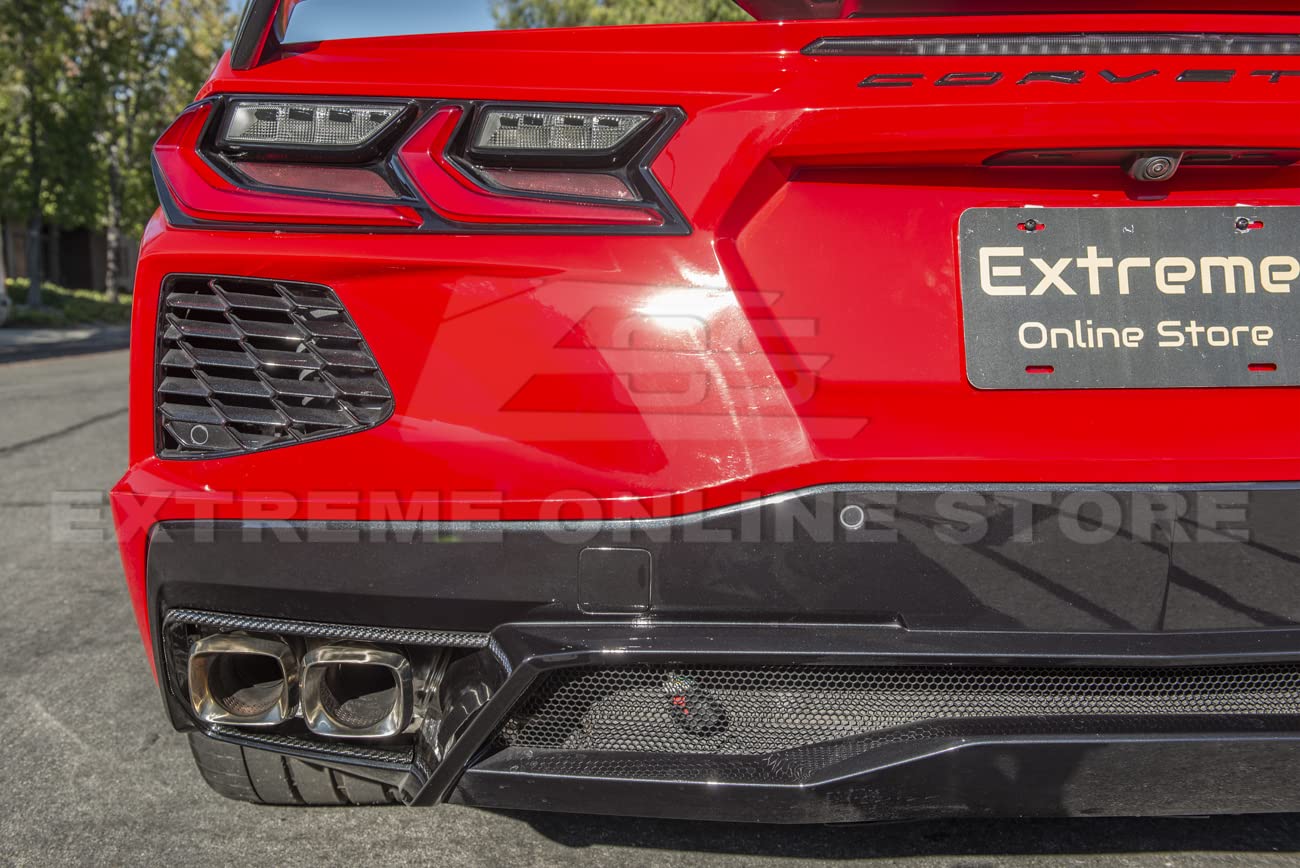 2020-2023 Chevrolet Corvette C8 Carbon Fiber Rear Diffuser Exhaust Bezel Pair - GM OEM Style Replacement - Perfect for Performance Upgrades & Car Shows
