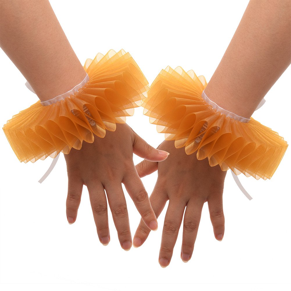 GraceArt Elizabethan Wrist Ruffles - Elegant Lace Hand Cuffs for Renaissance Costumes, Victorian Fashion & Steampunk Accessories (2-Piece Set) - Perfect for Cosplay, Theater Performances and Historical Reenactments