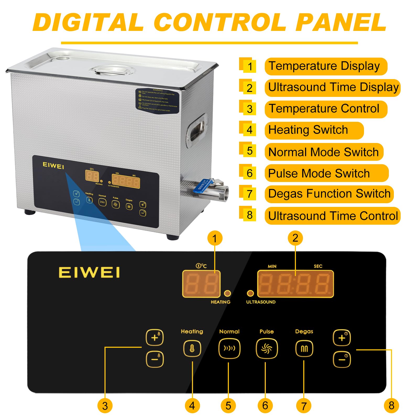 6L Professional Ultrasonic Cleaner with Heater & Timer - Dual Frequency Digital Stainless Steel Cleaning Machine for Jewelry, Glasses, Dentures, Carburetors, Circuit Boards & Small Parts | Home & Commercial Use