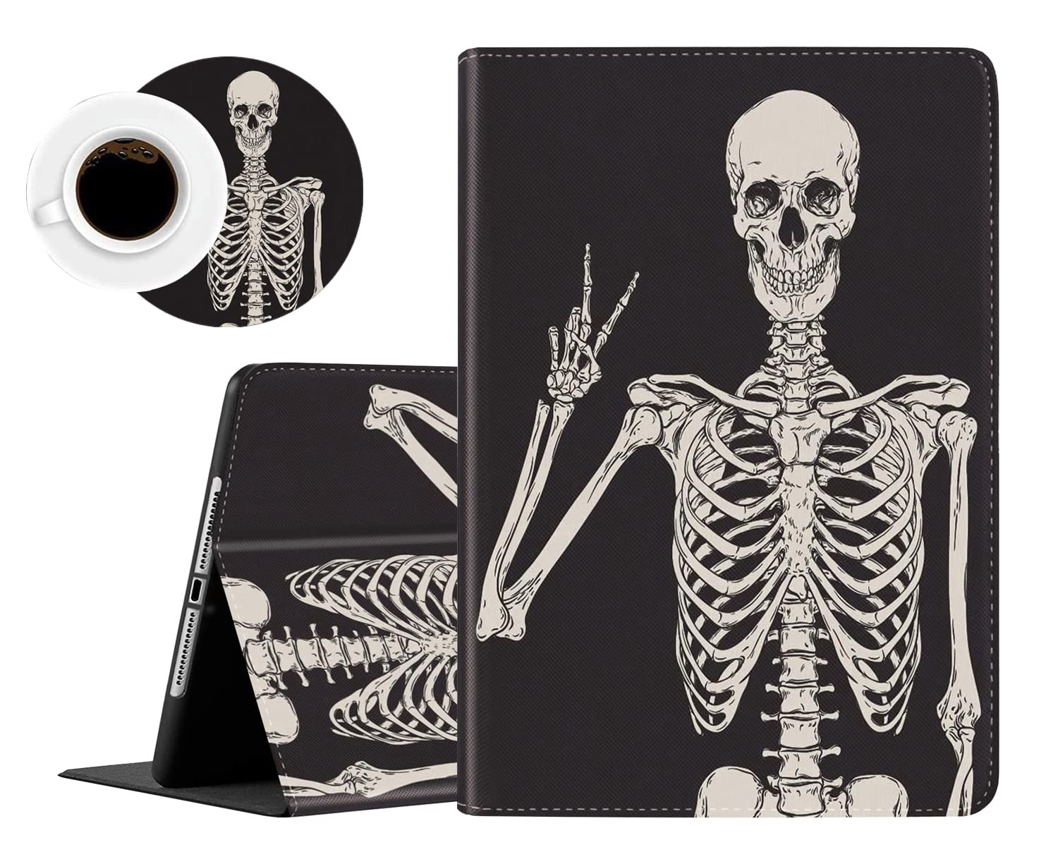 Premium iPad Case for 10.2/10.5 inch iPad 9th/8th/7th Gen (2021/2020/2019) & iPad Air 3 (2019) - Shockproof Protective Stand Cover with Human Skeleton Design - Perfect for Work, School & Travel