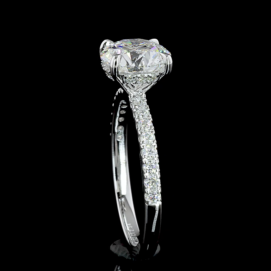 2.34 Carat Lab Grown Diamond Ring - Round D VVS2 in 14K White Gold with Hidden Halo Setting | Perfect for Engagement, Wedding, Anniversary & Special Occasions