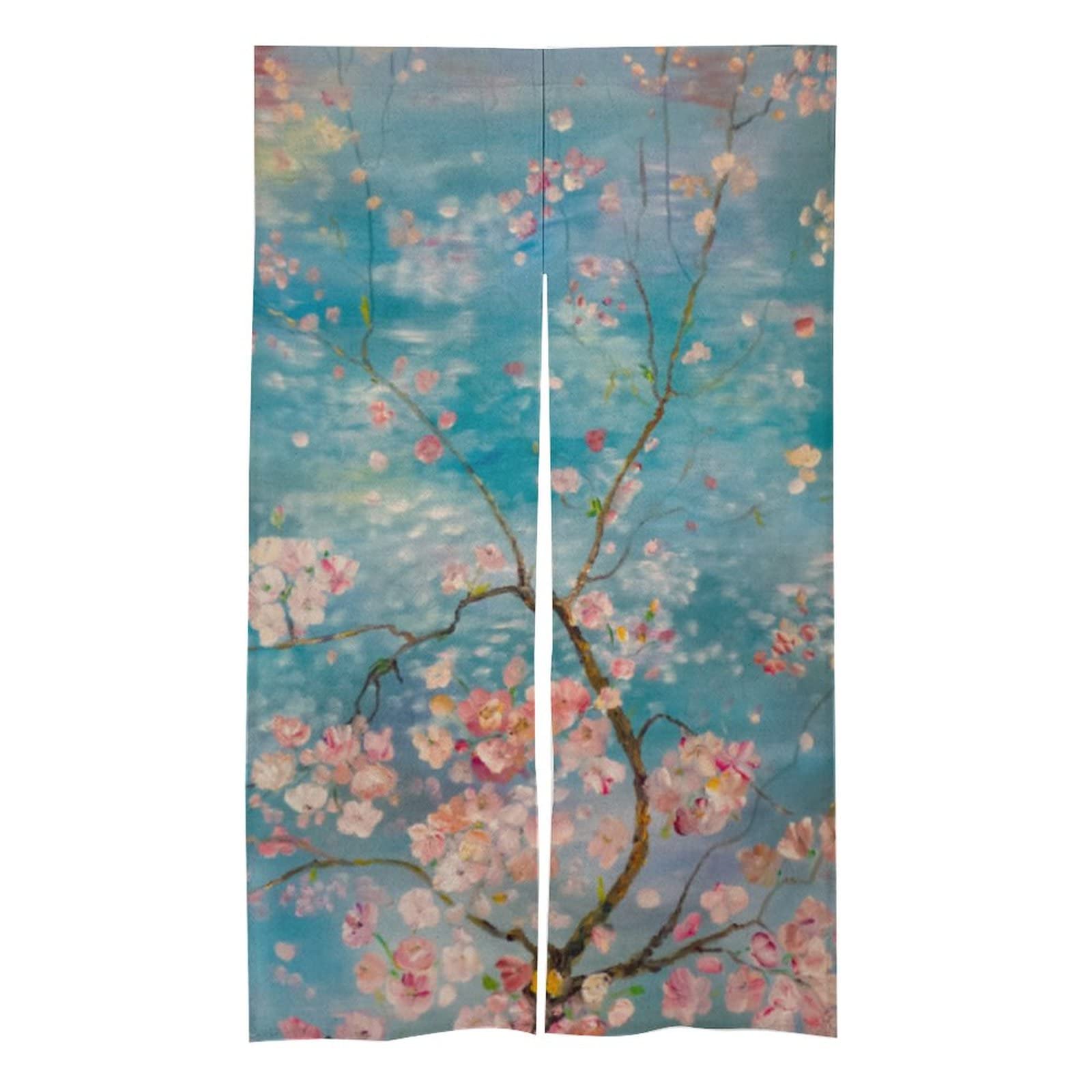 Japanese Cherry Blossom Art Door Curtain - Pink Floral Tapestry for Doorway, Bathroom, Kitchen Divider & Closet Decor | Home Decoration Gift for Women & Men | Perfect for Spring Decor, Boho Style Rooms & Zen Spaces