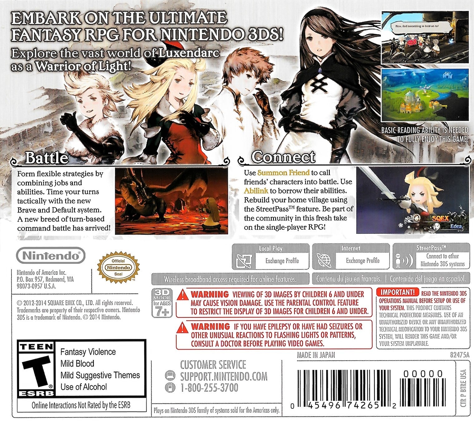 Bravely Default Nintendo 3DS Game - Pre-Owned RPG Adventure for 3DS - Perfect for Travel & Home Gaming