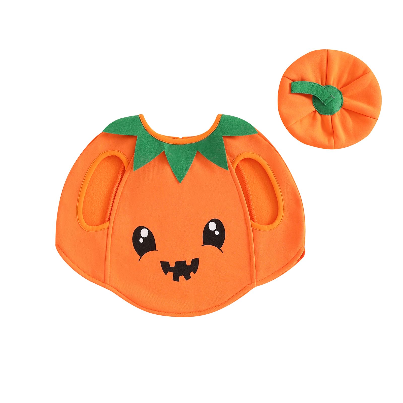 BemeyourBBs Unisex Toddler Pumpkin Costume Set with Top Hat - Halloween Outfit for Baby Boys & Girls - Cute Cosplay Party Costume for Fall Festivals & Trick-or-Treating