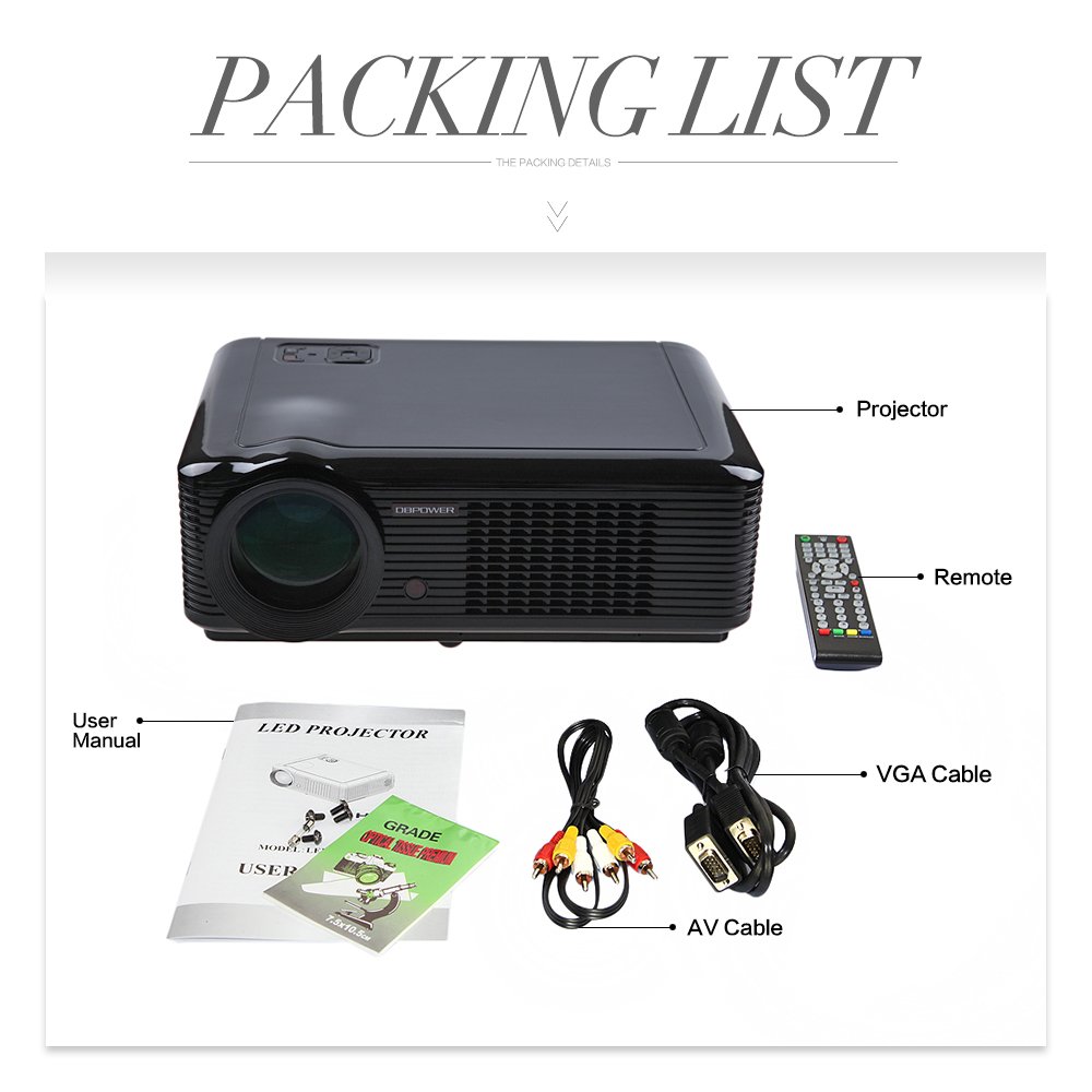 DB Power LED-66 Full HD 1080P Home Theater Projector - 4K Support, 5000 Lumens, Built-in Speakers for Movies, Gaming, Business Meetings & Classroom Teaching | Portable Outdoor Movie Projector (Black) - Perfect for Home Cinema, Backyard Parties, Office Presentations & School Lessons