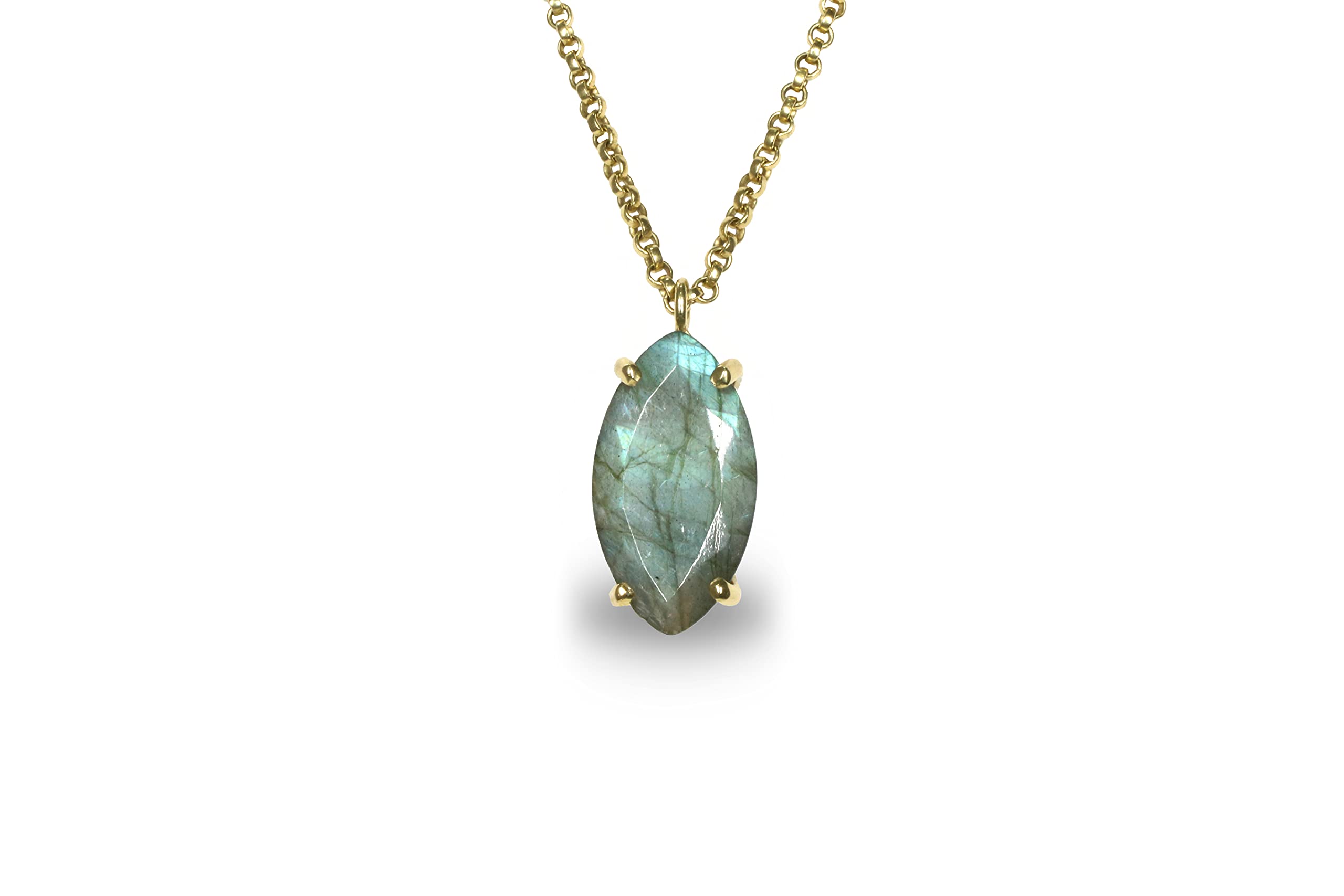 Handcrafted Marquise Labradorite Necklace - Natural Gemstone Statement Jewelry for Women | Elegant Long Pendant Boho Necklace | Perfect for Weddings, Parties & Everyday Wear
