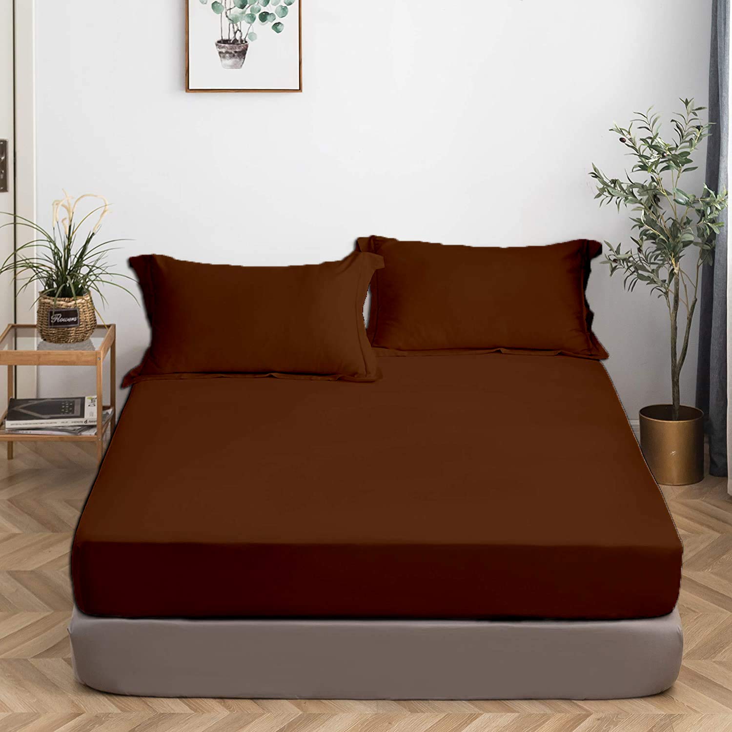 Organic Cotton Queen Fitted Sheet - 100% Soft Hotel Quality 800 Thread Count, Premium Breathable Deep Pocket (Up to 16
