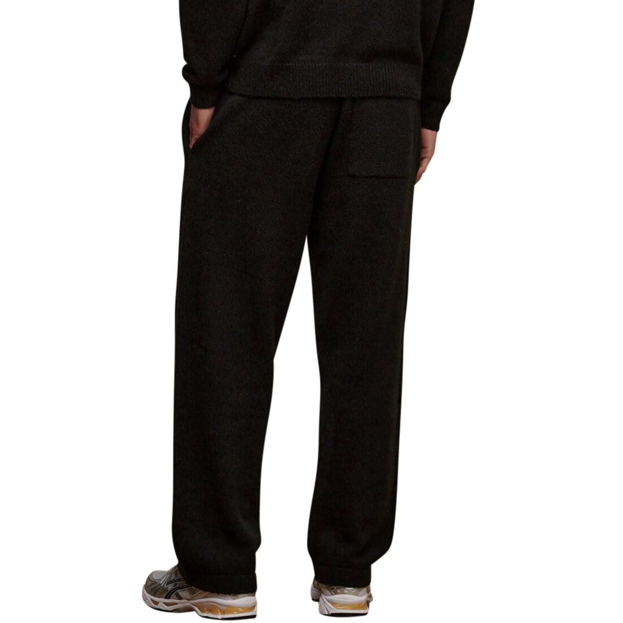 Belier Black Mohair Knit Sweatpants for Women - Soft Winter Lounge Pants, Cozy Home Wear, Casual Street Style Outfit