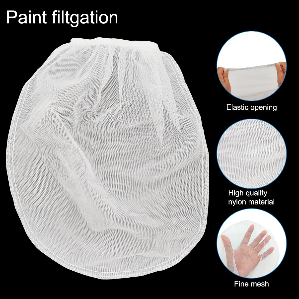 6 Pack 1 Gallon Paint Strainer Bags - Fine Mesh White Filter Bags with Elastic Bucket Top for Painting, Gardening & Hydroponics | Durable Paint Strainers for DIY Projects, Home Improvement & Plant Cultivation