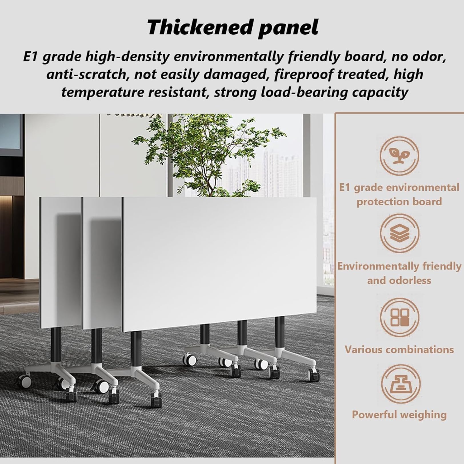 Foldable Conference Table with Wheels - Portable Meeting & Seminar Table for Office, Classroom, Training Room - Ideal for Business Meetings, Team Collaboration & Educational Sessions