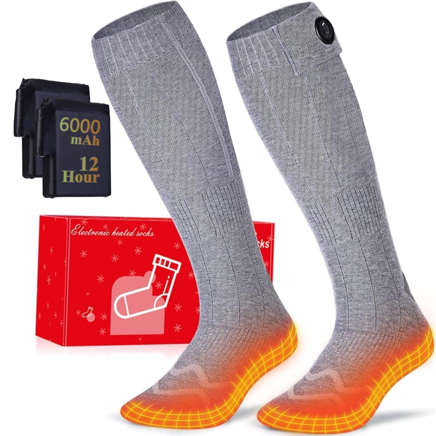 2023 Elite Electric Heated Socks for Men & Women - Rechargeable 6000mAh Battery, 10Hrs Heating, Washable & Durable - Perfect for Outdoor Activities Like Hunting, Golf, Camping & Winter Sports - Best Warm Gifts for Cold Weather