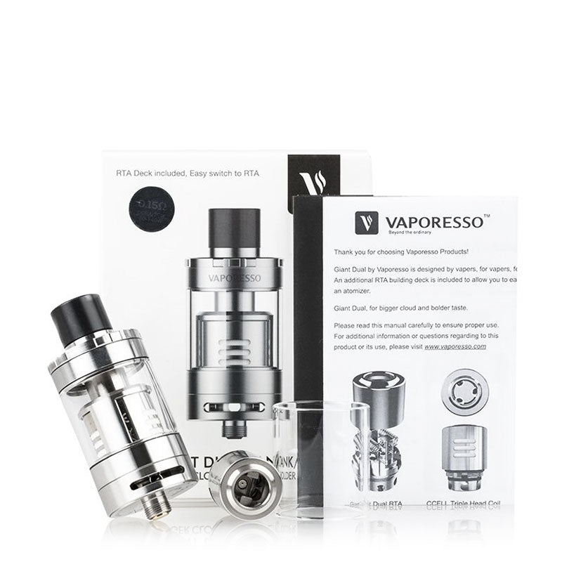 Vaporesso Giant Dual Tank RTA - High Performance Rebuildable Tank Atomizer for Vaping Enthusiasts | Ideal for Cloud Chasing & Flavorful Vape Experience