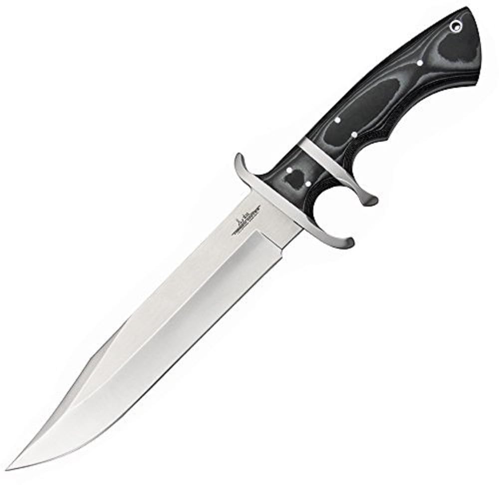 GIL HIBBEN Tactical Combat Knife - 7Cr17 Stainless Steel Full Tang Blade, Micarta Handle, Leather Sheath - Survival, Camping, Hunting Gear - 12