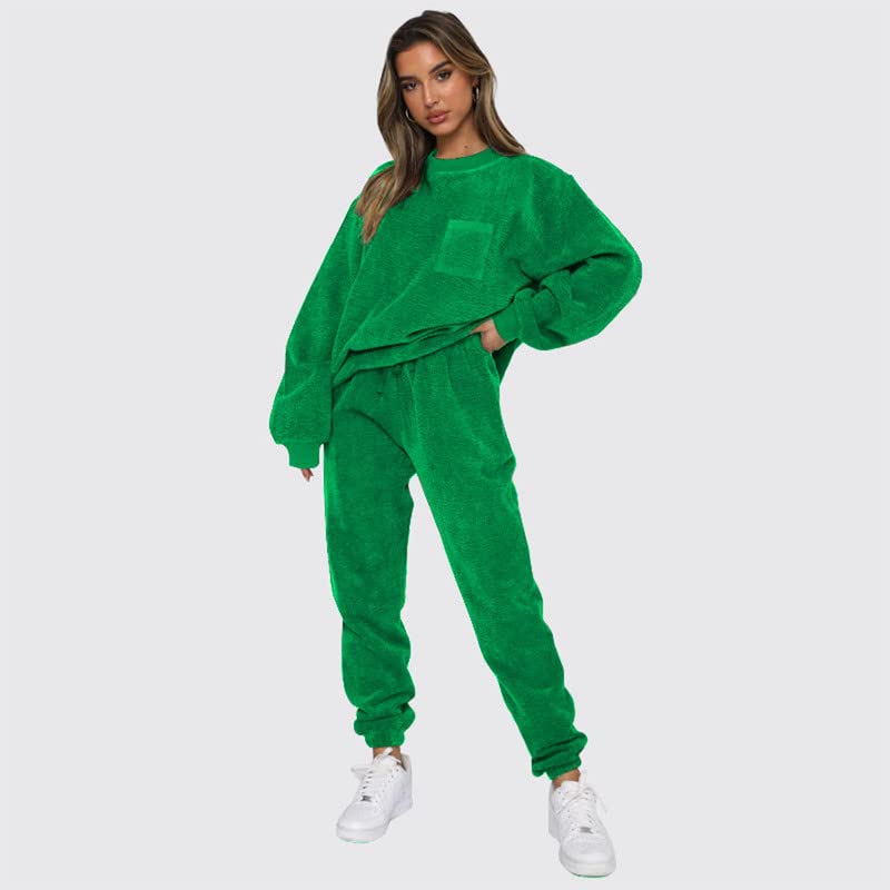 JASTIE Women's 2 Piece Corduroy Lounge Set - Soft Tracksuit with Pockets, Jogger Pants & Comfortable Sweatsuit for Home, Travel & Casual Outfits