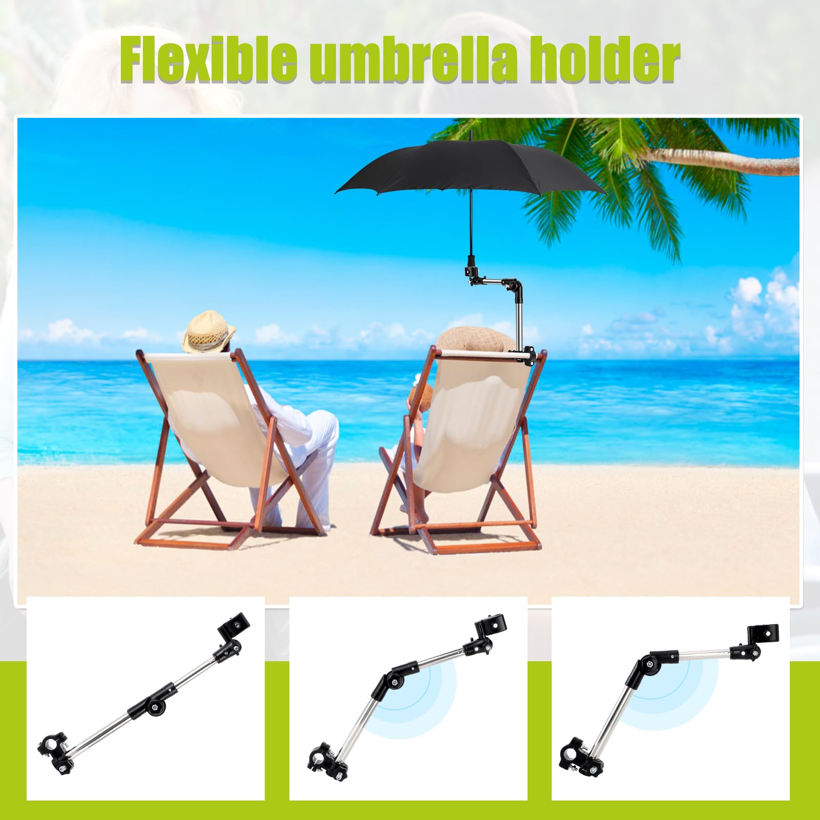 Wheelchair Umbrella Mount Holder - Adjustable Sun Shade Clamp for 20mm Wheelchair Handlebars | Weatherproof & Secure Attachment | Perfect for Outdoor Activities, Beach Trips, and Daily Commutes