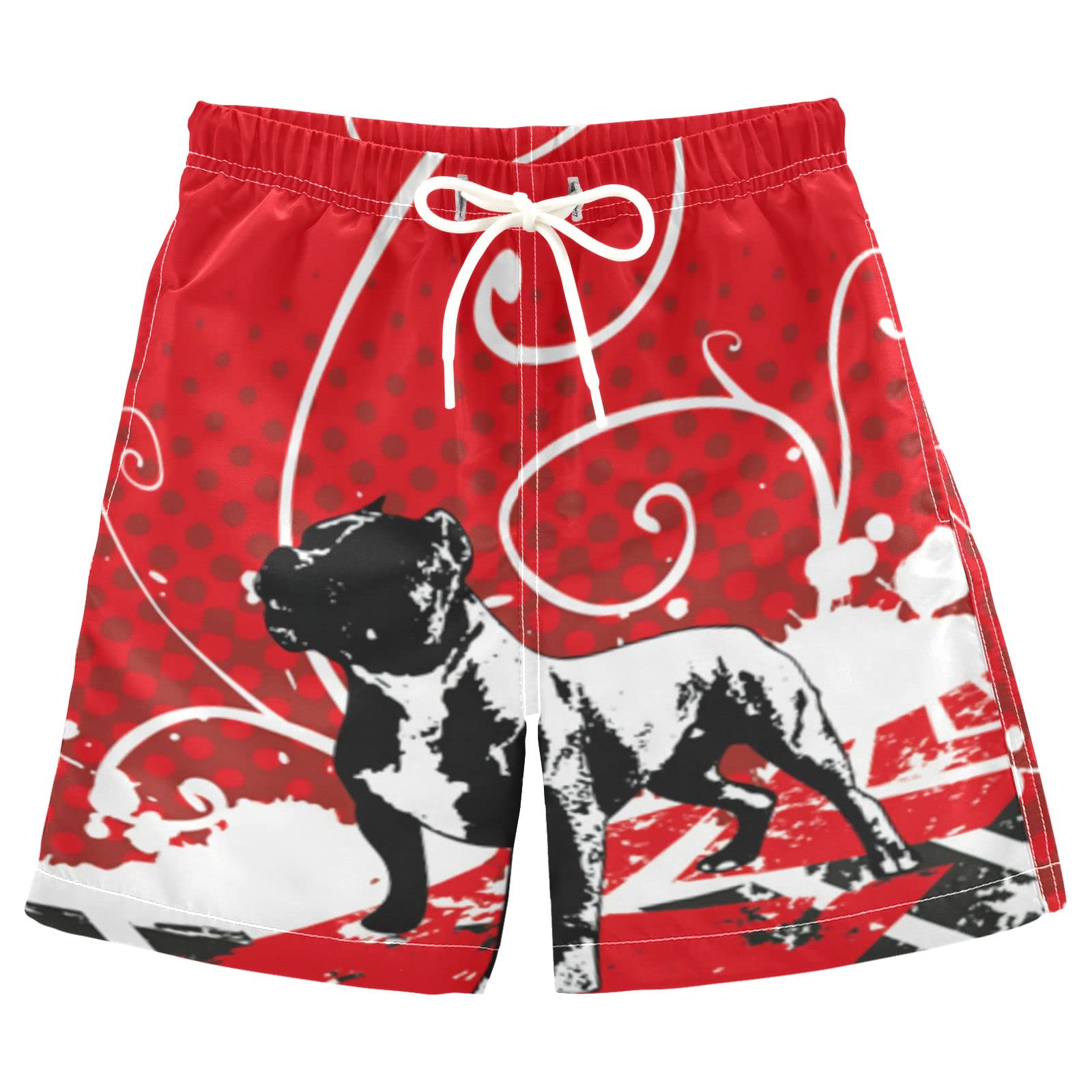 ISHIAOAR Boys American Pit Bull Terrier Swim Trunks - Quick Dry Beach Shorts with Inner Mesh Liner for Toddlers | Perfect for Swimming, Surfing and Summer Outdoor Activities