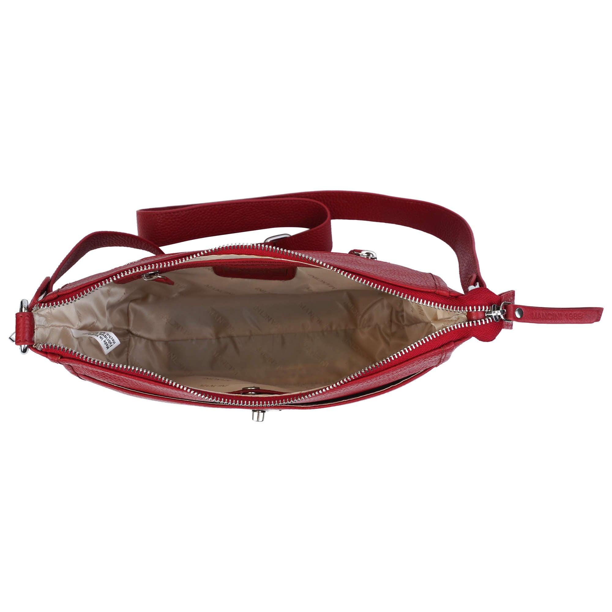 Mancini Pebbled Leather Elizabeth Crossbody Handbag for Women - Stylish Shoulder Purse for Work, Travel & Everyday Use
