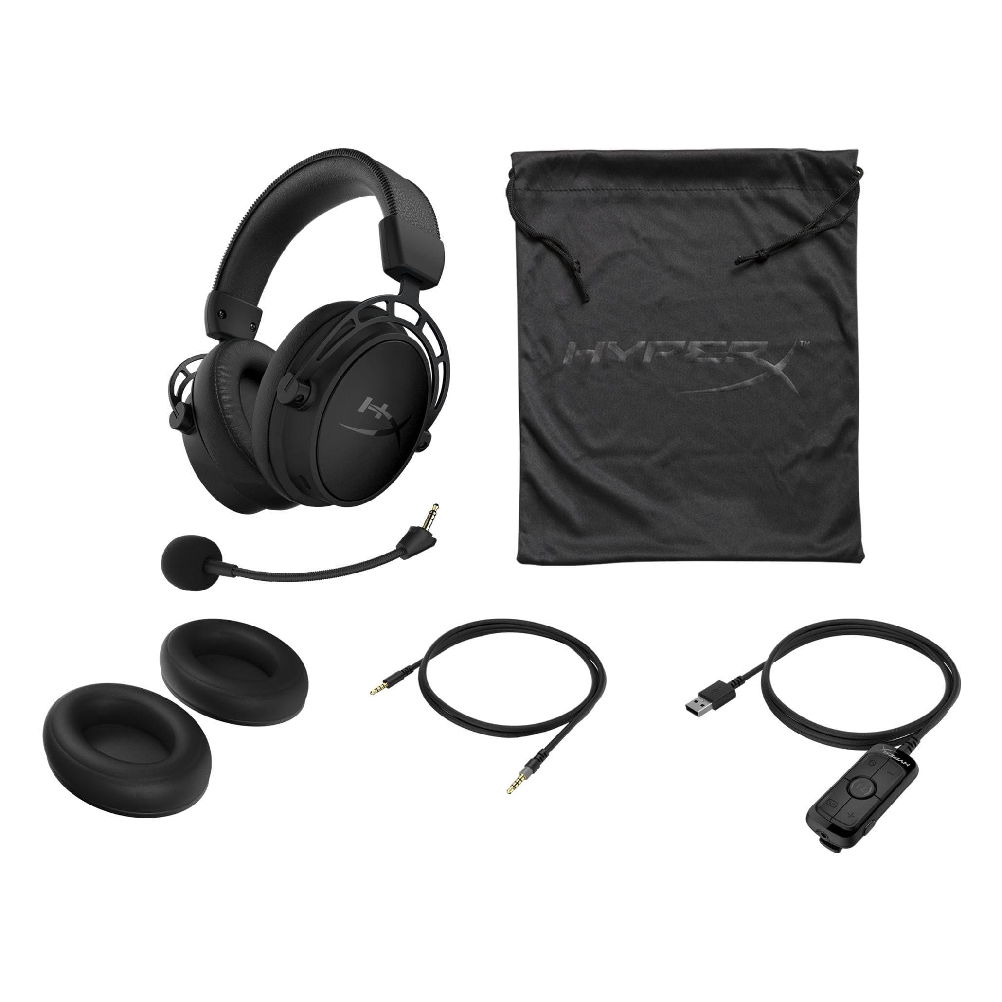 HyperX Cloud Alpha S Blackout - PC Gaming Headset with 7.1 Surround Sound, Adjustable Bass & Dual Chamber Drivers | Noise Cancelling Mic, Memory Foam & Breathable Leatherette | Perfect for Competitive Gaming & Streaming