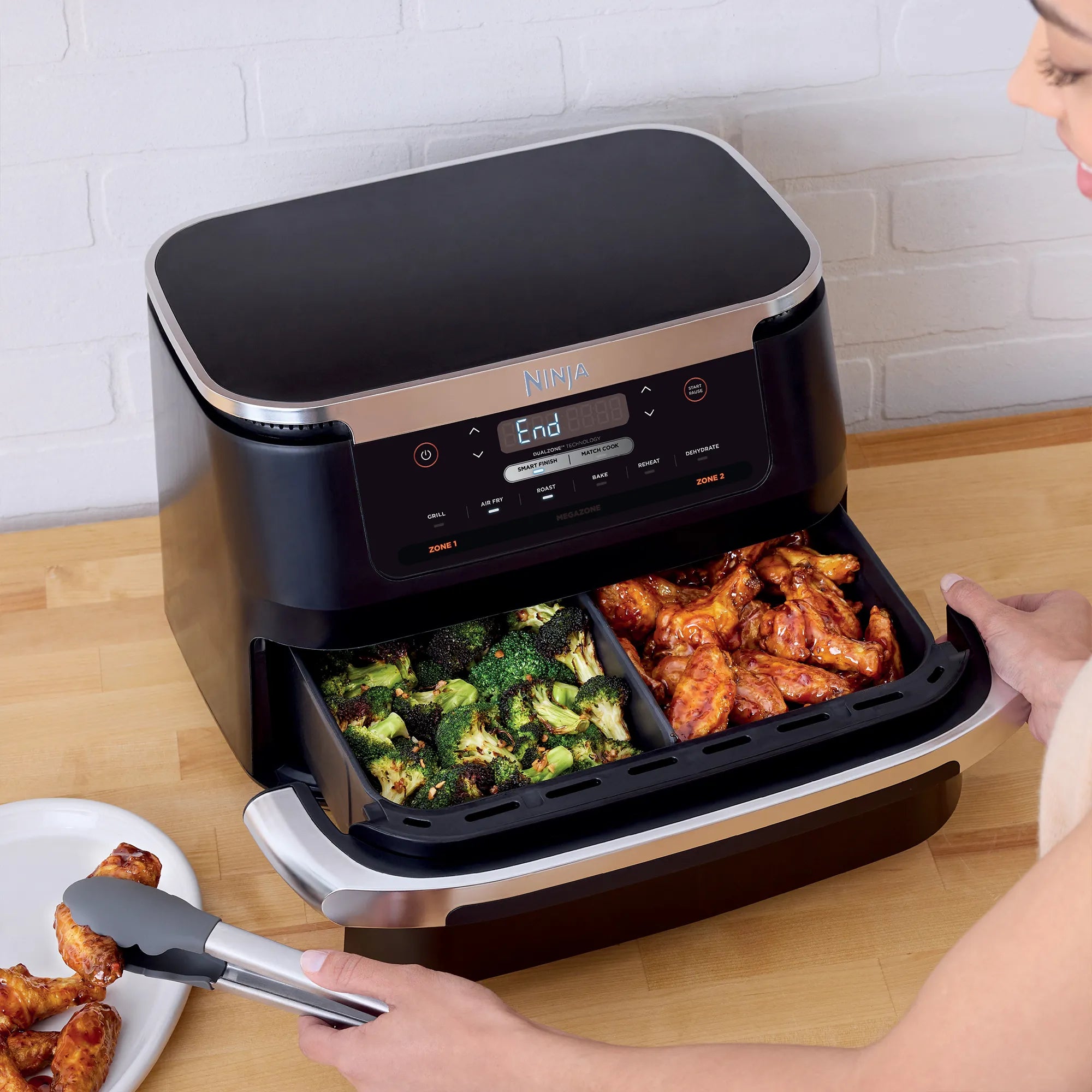 Ninja FlexDrawer Air Fryer 6.6L MegaZone - Large Capacity Digital Air Fryer Oven for Healthy Cooking | Perfect for Family Meals, Snacks & Party Food Preparation