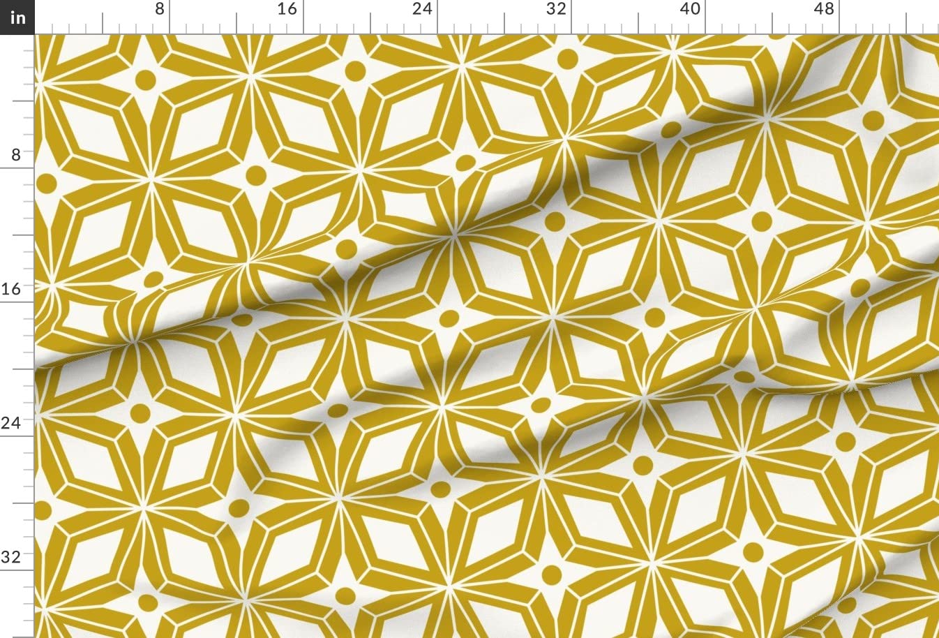 Midcentury Modern Geometric Gold Geo Retro Star Vintage Mustard Printed Minky Fabric by The Yard - Soft & Durable for Sewing Baby Blankets, Quilt Backing, Plush Toys, DIY Home Decor & Fashion Projects