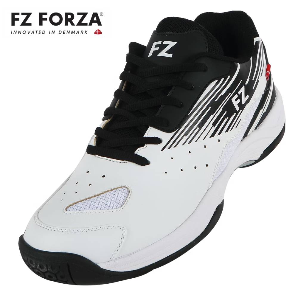 Forza Moviam Men's Indoor Court Shoes - White & Black Basketball Sneakers for Gym, Volleyball & Badminton | Non-Slip Breathable Sports Shoes for Indoor Courts