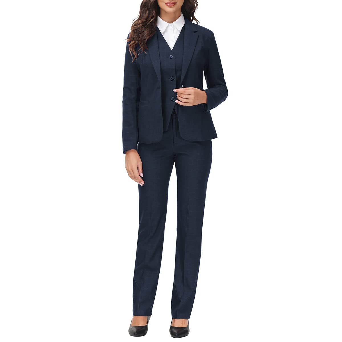 MODFUL Women's 3-Piece Business Suit Set - Professional Blazer, Vest & Pants Outfit for Office, Interview & Formal Events | Classic Elegant Workwear