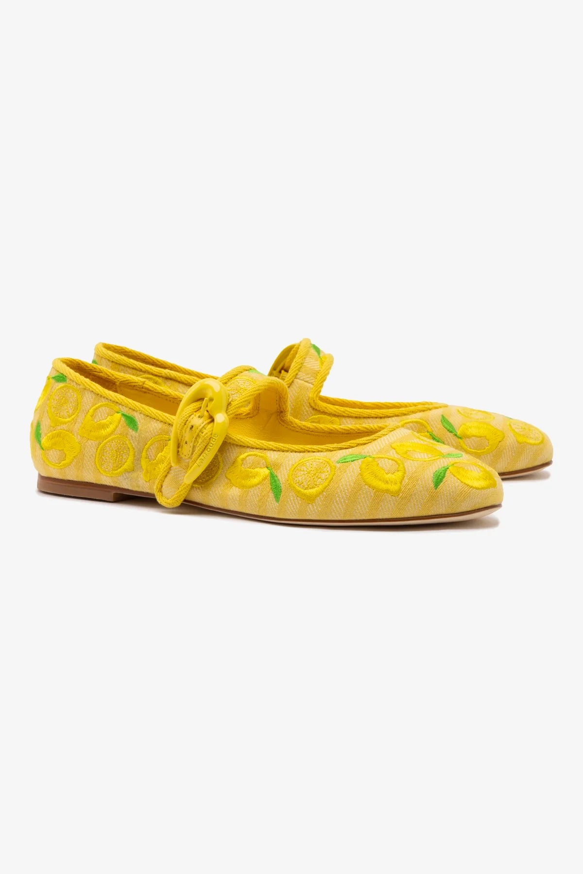 Verona Ballet Flats for Women - Sunrise Striped Fabric & Sicilian Lemon Embroidery | Comfortable Slip-On Shoes for Work, Travel & Casual Outfits