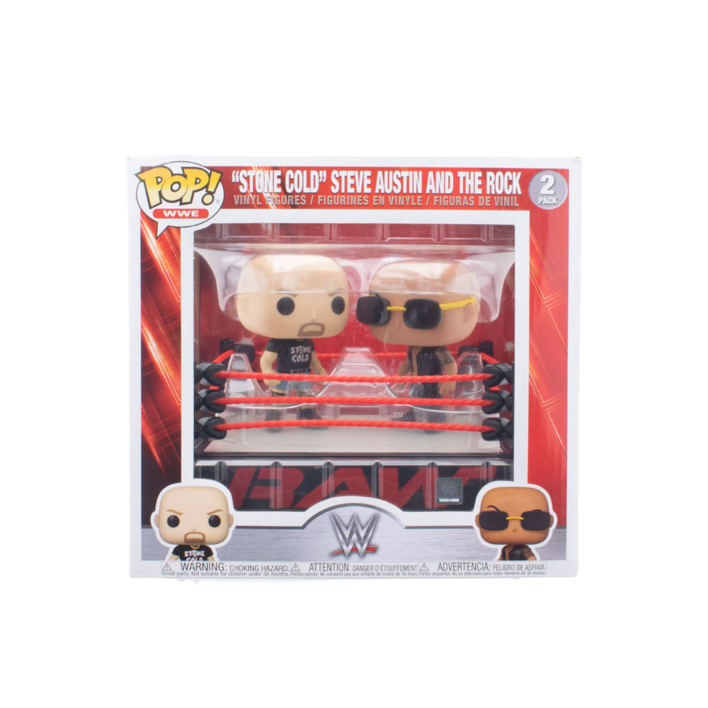 Funko Pop! WWE 2-Pack - Stone Cold Steve Austin & The Rock with Wrestling Ring | Collectible Vinyl Figures for WWE Fans & Wrestling Memorabilia Collectors | Perfect for Display, Gifts, and Home Decor