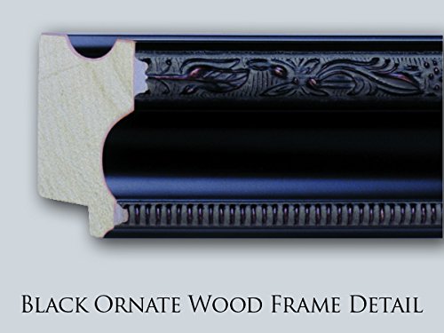 New Hampshire State Flag 40x28 Inches - Large Black Ornate Wood Framed Canvas Wall Art - Perfect for Home, Office & Classroom Decor