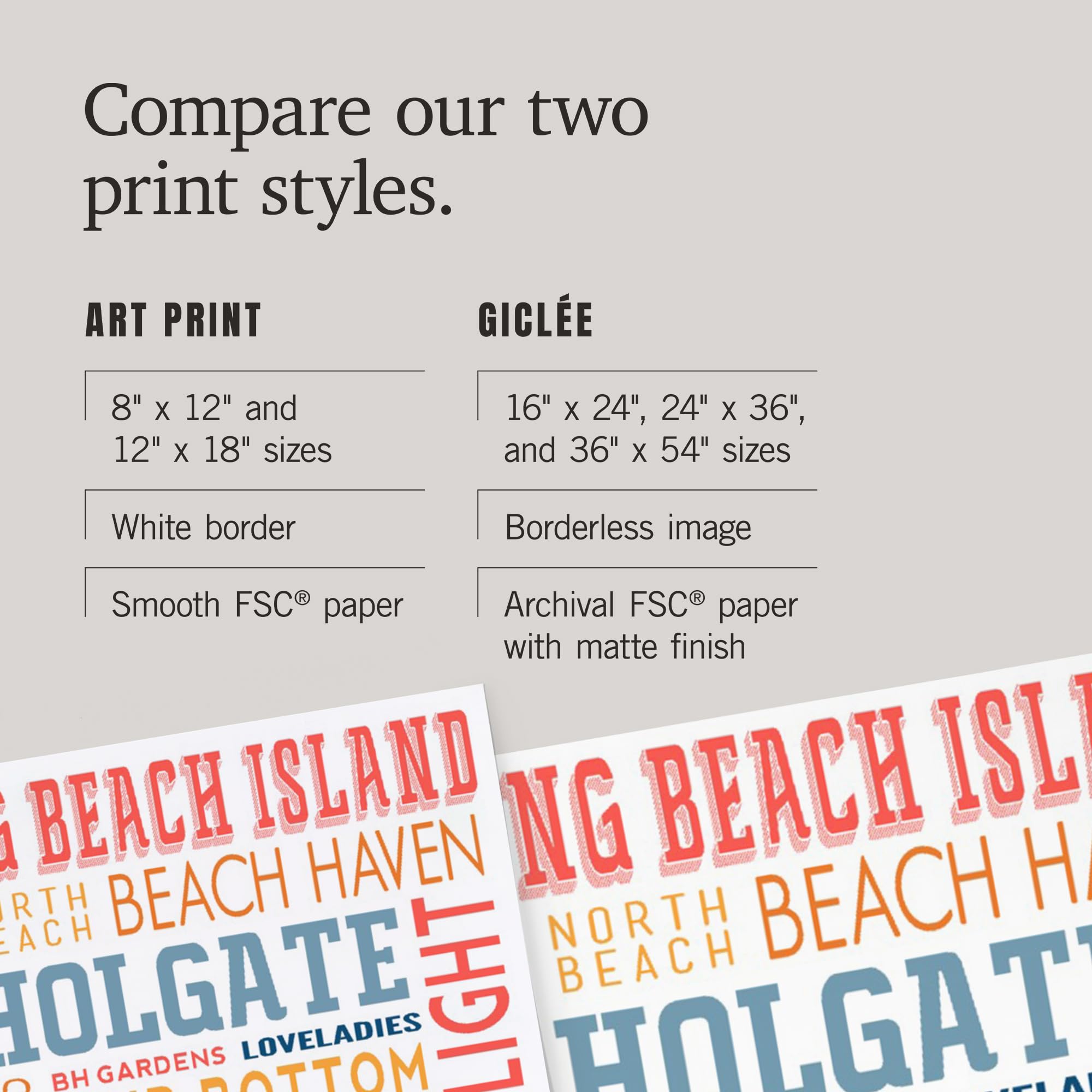 Lantern Press 12x18 Inch Long Beach Island New Jersey Typography Art Print - White Framed Wall Decor for Living Room, Bedroom & Office