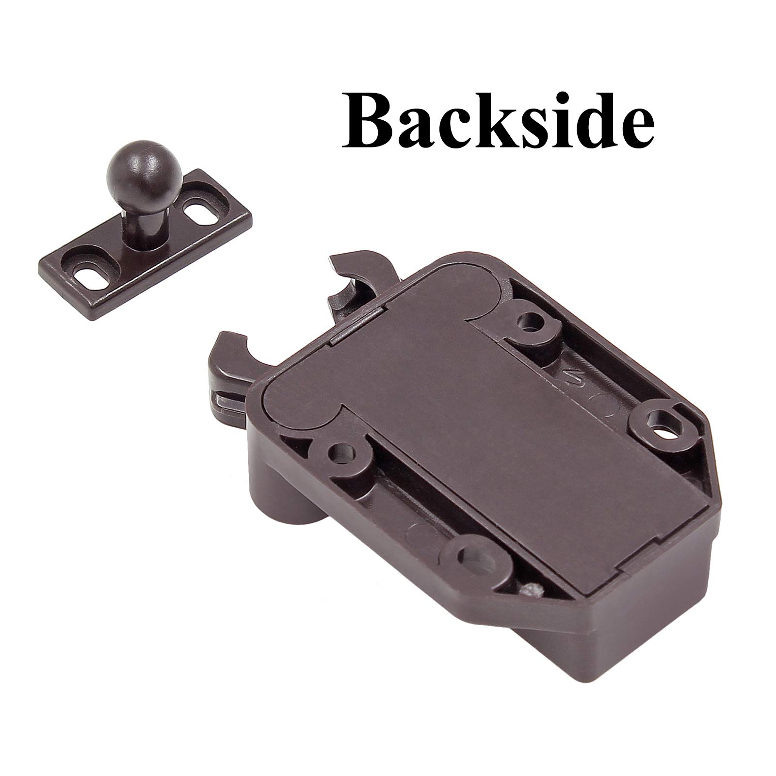 8 Pack Push Latch Cabinet Lock - Self-Locking Rebound Mechanism with Automatic Pop-Up Function, Prevents Door Sliding, Hidden Brown Lock for Kitchen Cabinets, Wardrobes & Furniture Doors