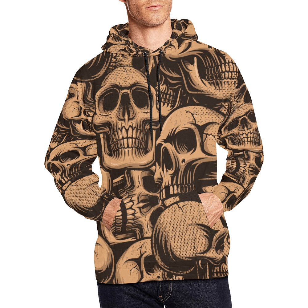 Bronze Skulls Hoodie - Gothic Streetwear for Men & Women | Perfect for Halloween, Concerts & Urban Fashion