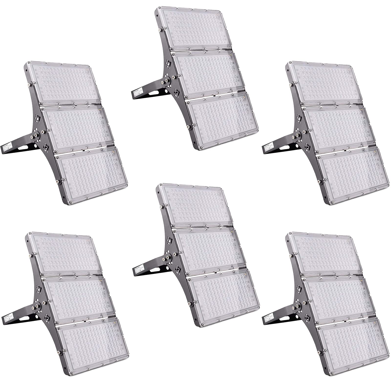 300W LED Flood Light Outdoor - 6 Pack IP65 Waterproof Security Lights, 27000LM 6500K Cold White Stadium Lighting for Yard, Street, Parking Lot, Garage | High Brightness Floodlight for Landscape, Wall, and Outdoor Area Safety
